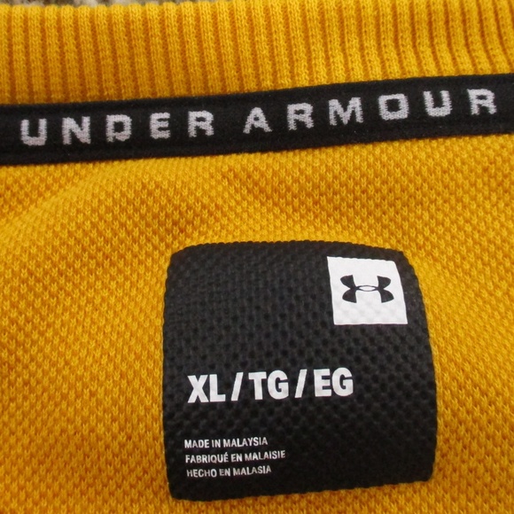 Under Armour Sweater Men's XL Mustard Yellow White‎ Crewneck Overtime Fleece - Picture 6 of 12